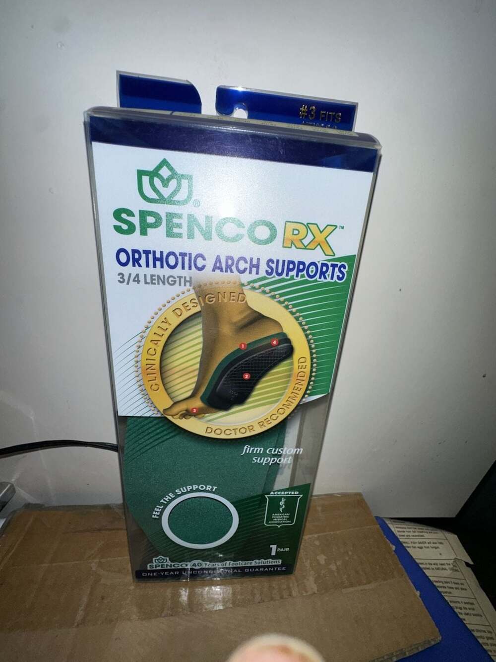 Spenco RX 3/4 Length Orthotic Arch Support Insoles #3 Men's 8-9 / Women's 9-10